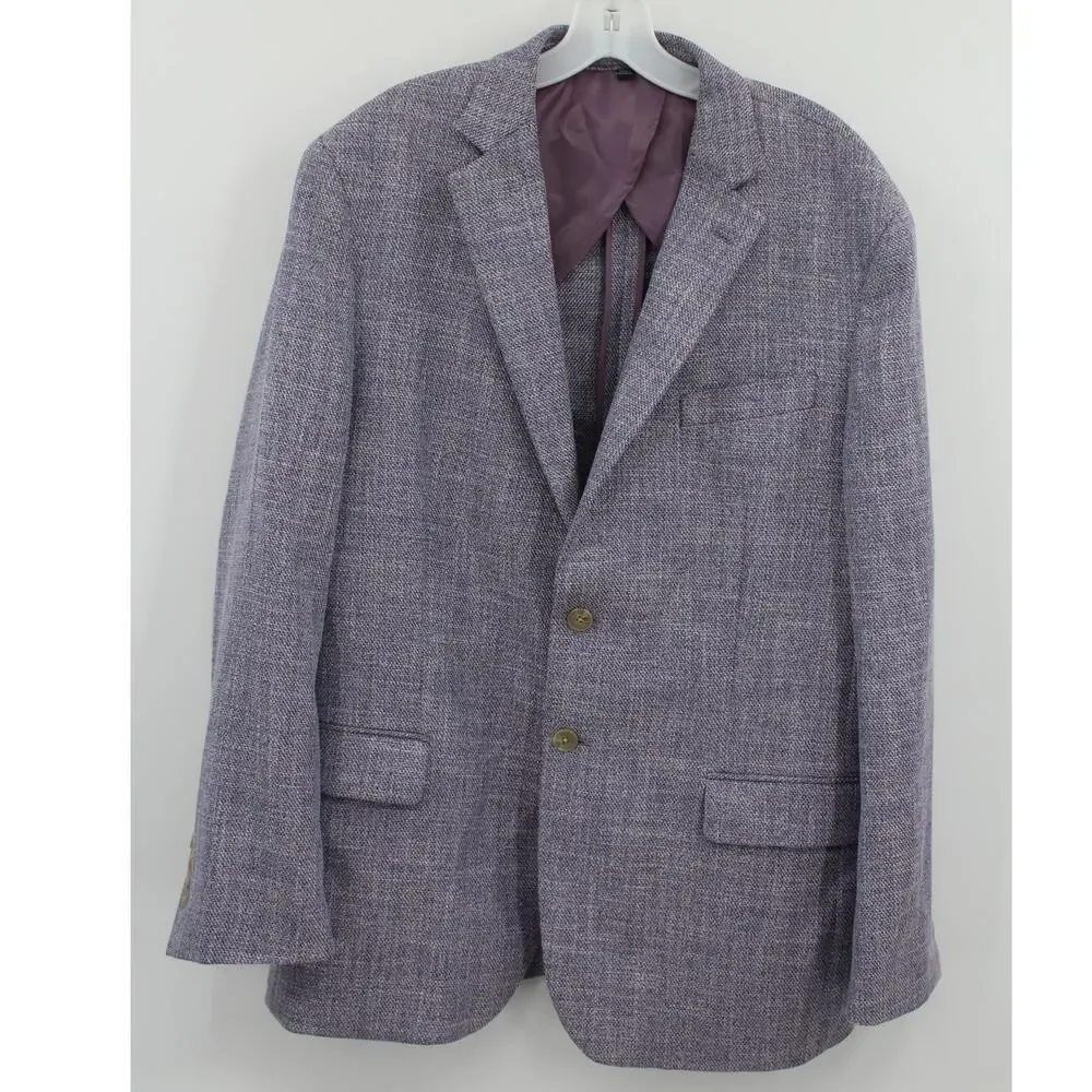 Jos a Banks Blazer Mens 42R Purple Unstructured Tweed Comfort Stretch